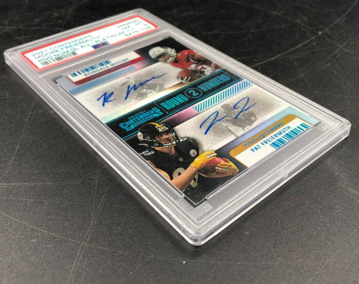 2021 Panini Contenders Round 2 #'s Moore/Freiermuth Dual Auto Platinum 1/1 PSA 8