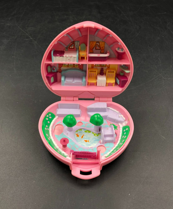 1989 Polly Pocket Pink Heart Country Cottage Playset - Bluebird - No Figures