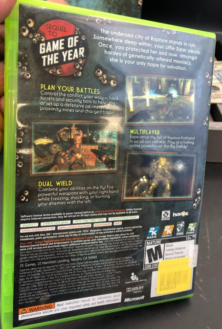 2K GAMES: XBOX 360 Bioshock 2 Special Ed. *Missing Posters, SEE PICS*