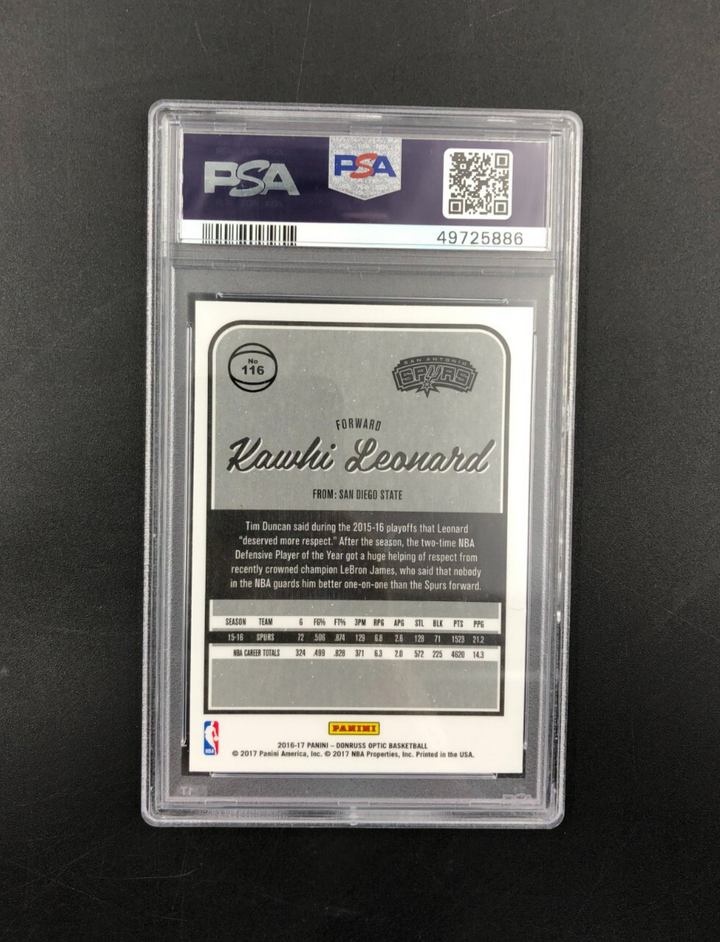 2016 Panini Donruss Optic Kawhi Leonard #116 PSA 10 GEM MINT