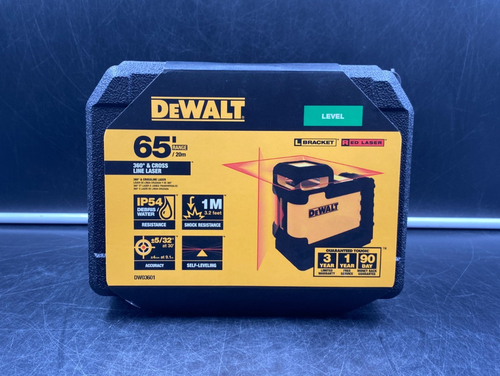 DeWalt DW03601 65' / 20m Range 360 Degree & Cross Line Laser Level - NEW