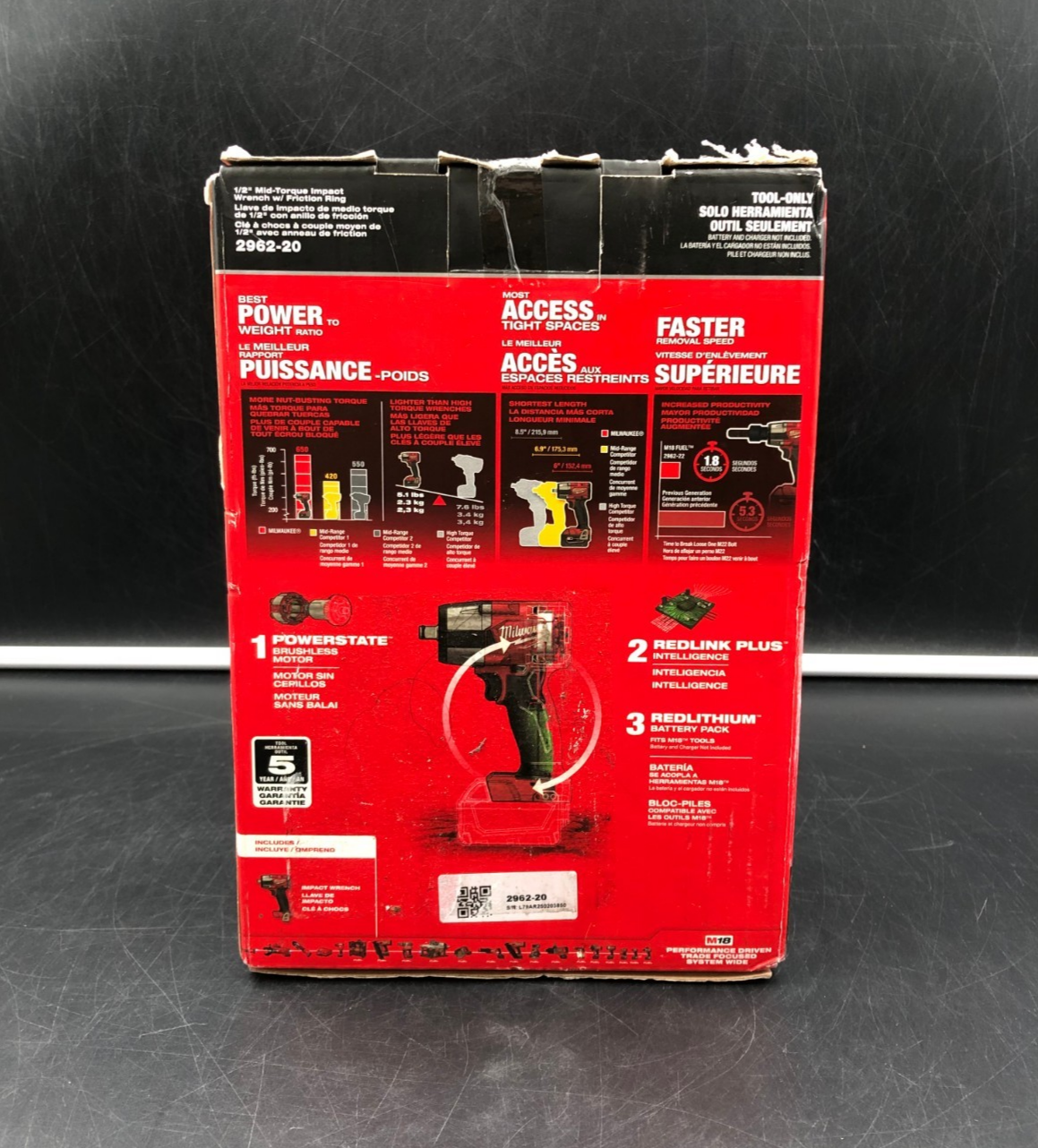 Milwaukee 2962-20 M18 Fuel 1/2" Mid-Torque Impact Wrench w/ Friction Ring - NEW