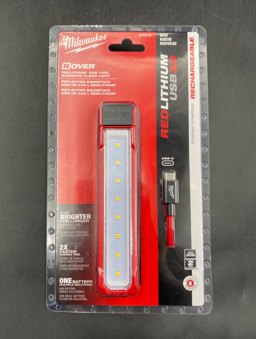 Milwaukee 2112-21 RedLithium USB 3.0 445L Rover Magnetic Flood Light - NEW