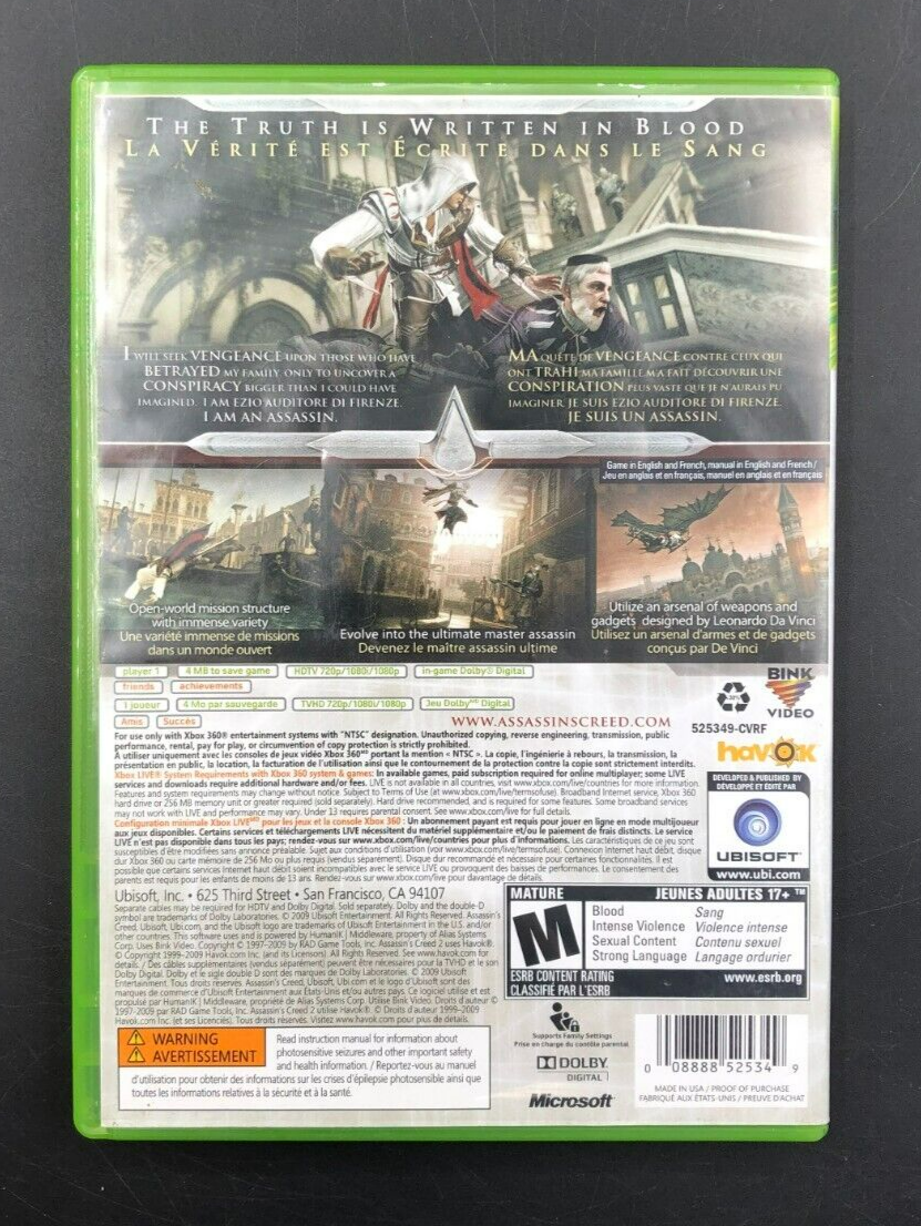 Assassin's Creed II (XBOX 360) w/ Manual