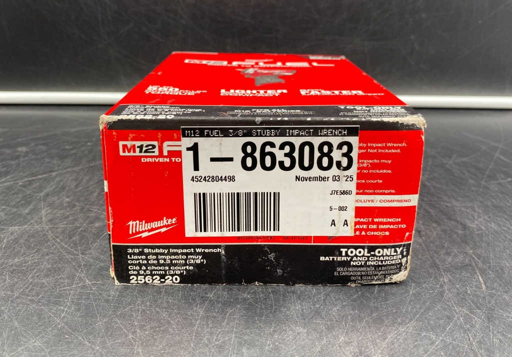 Milwaukee 2562-20 M12 Fuel 3/8" Stubby Impact Wrench (Tool-Only) - NEW