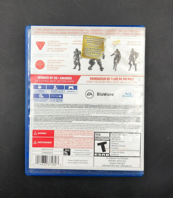 Anthem - Legion of Dawn Edition (Sony PlayStation 4, PS4) in Case w/ Inserts