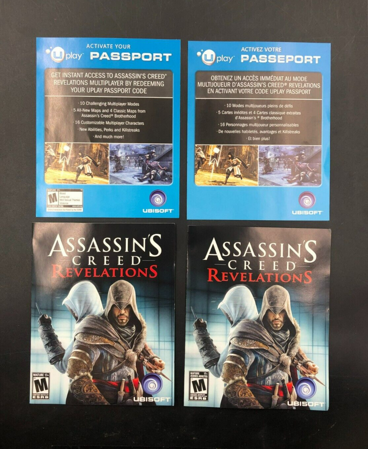 Assassin's Creed: Revelations (PlayStation 3, PS3) w/ EN/FR Manuals + Inserts