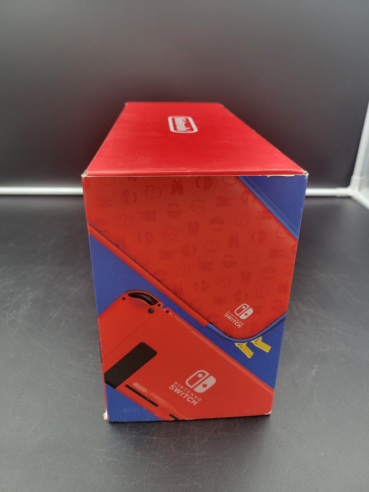 NINTENDO SWITCH MARIO ED. Blue and Red Console *Open Box, New - See Pics* ~~