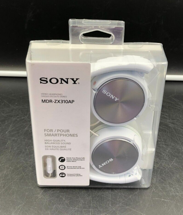Sony MDR-ZX110 Stereo On-Ear Wired Headphones (White and Silver) - NEW