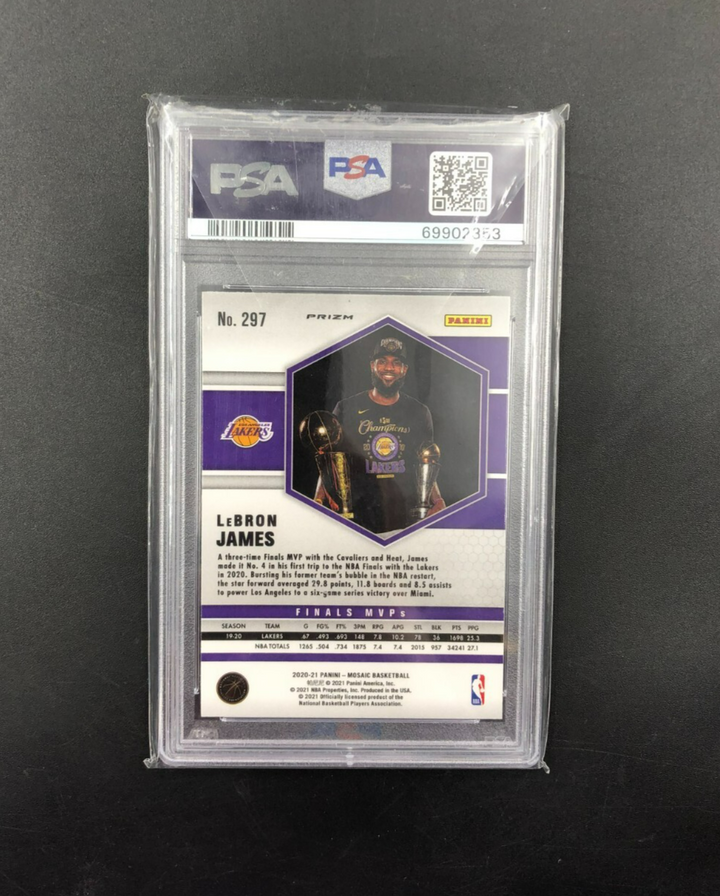 2020 Panini Mosaic Green Prizm LeBron James No. 297 PSA 9 MINT