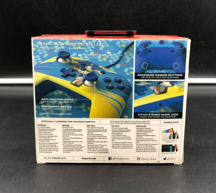 PowerA Nintendo Switch Sonic The Hedgehog Enhanced Wired Controller - NEW