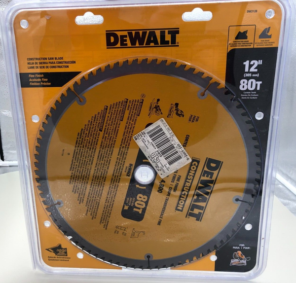 DEWALT CONSTRUCTION 12" 80T TABLE SAW BLADE DW3128 NEW