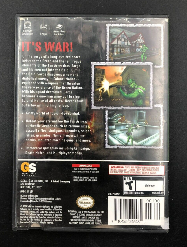 Army Men Sarge's War Nintendo GameCube