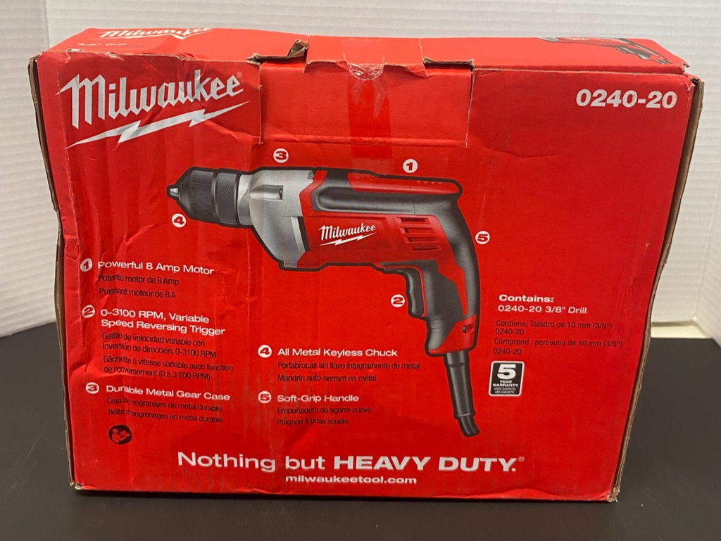 MILWAUKEE 3/8" Corded Drill 0240-20 *NEW, SEALED*