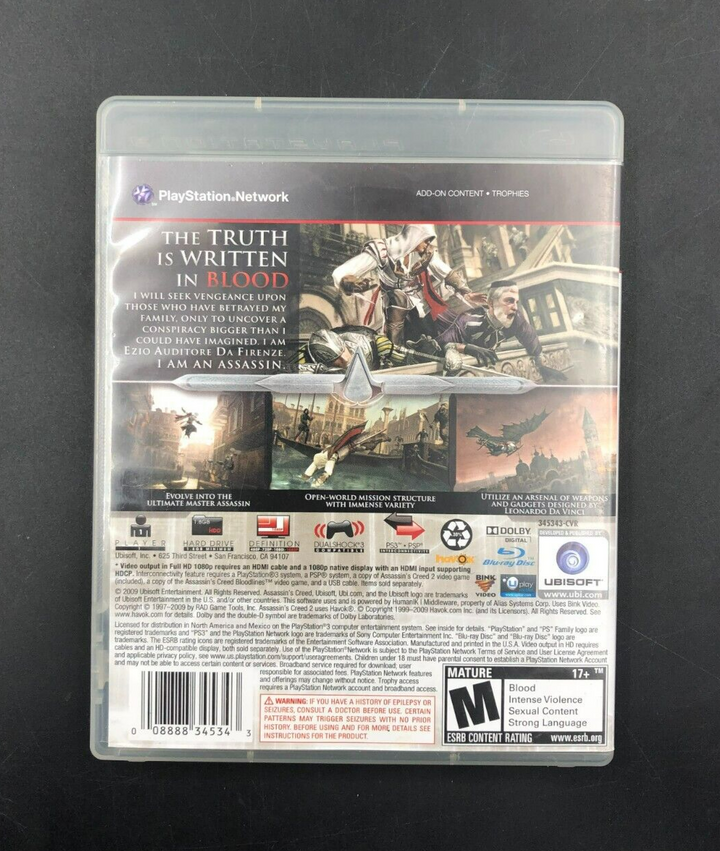 Assassin's Creed II (PlayStation 3, PS3) w/ Manual