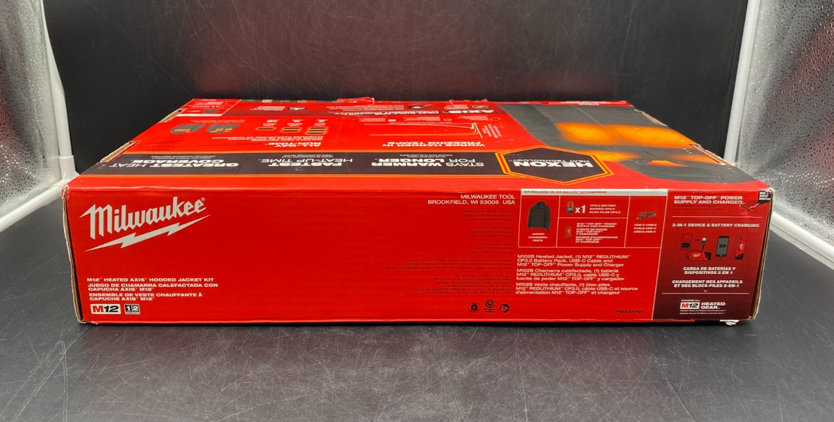 Milwaukee M102B-21XL Axis M12 Heated Axis Hooded Jacket Kit Size XL NEW OPEN BOX