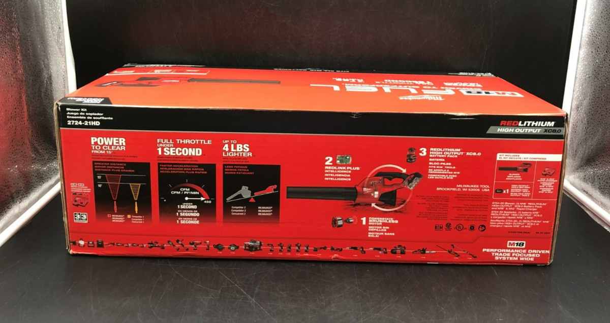 Milwaukee 2724-21HD M18 Fuel RedLithium Blower Kit w/ Battery & Charger - NEW