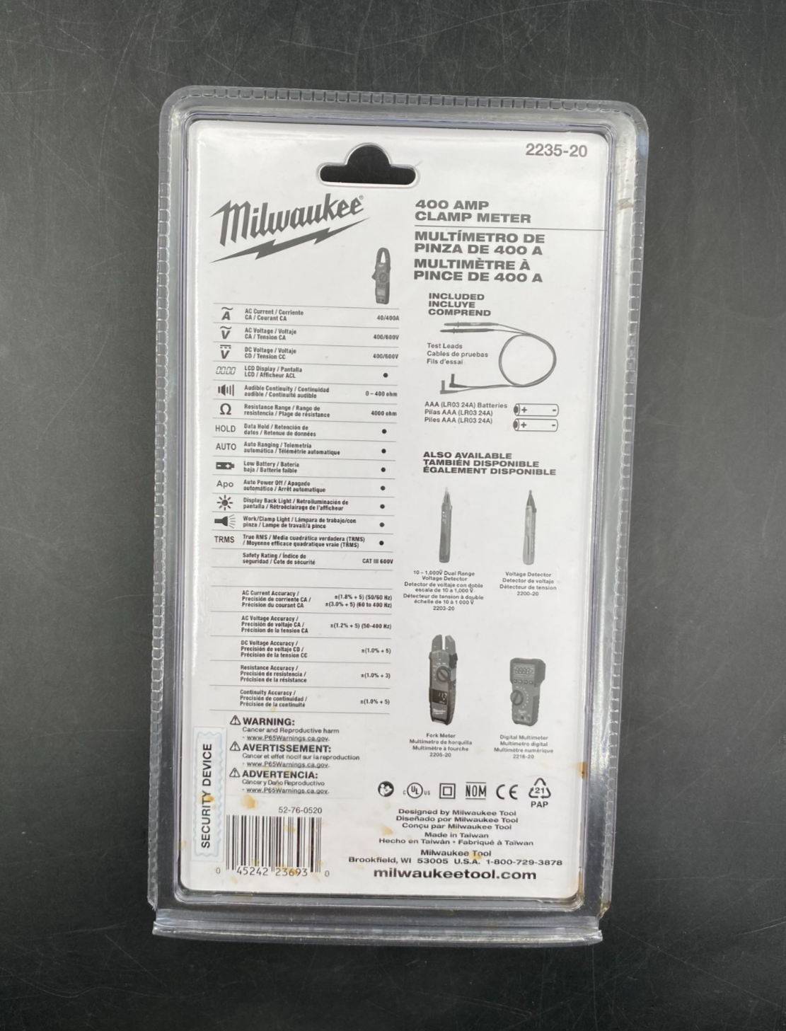 Milwaukee 2235-20 400 Amp Clamp Meter 600V AC/DC CAT III True RMS - NEW