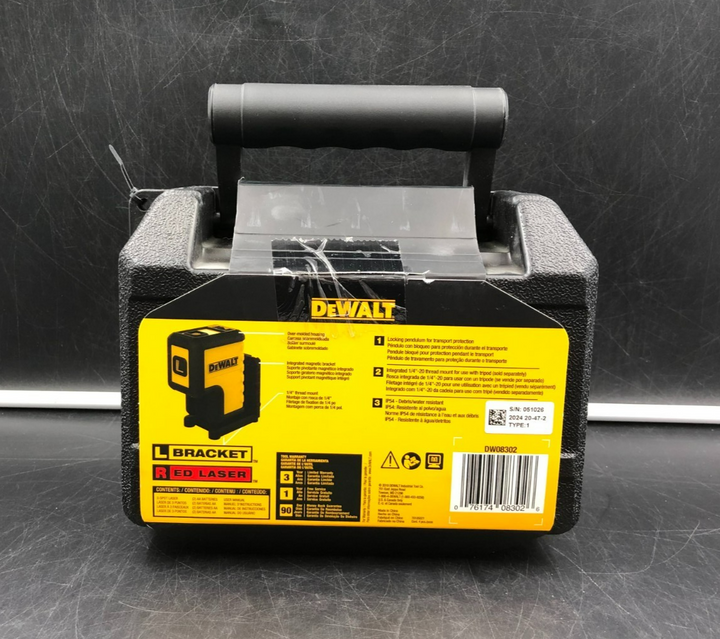 DeWalt DW08302 100 ft (30m) Range 3-Spot Red Laser Level - NEW
