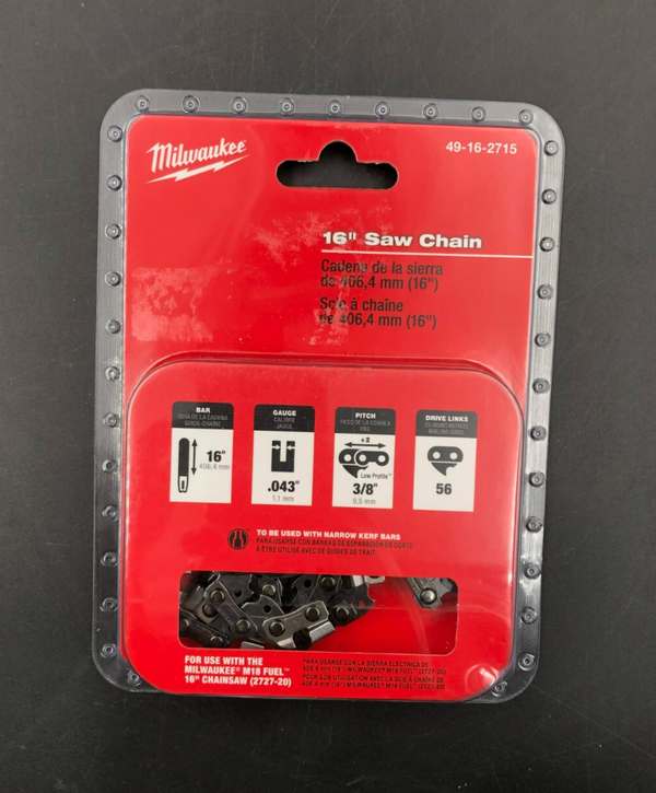 Milwaukee 49-16-2715 16" Replacement Saw Chain for M18 Fuel Chainsaw - NEW