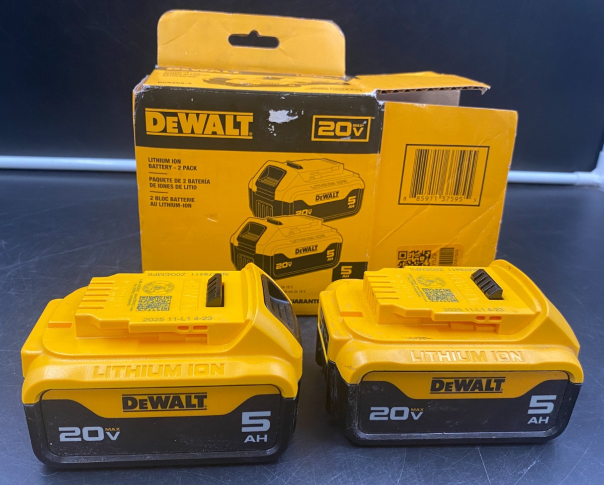 DEWALT 5AH 20V BATTERY - 2 PACK DCB205-2 *USED, SEE PICS*