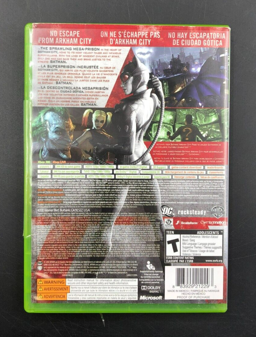 Batman: Arkham City (XBOX 360) w/ Manual