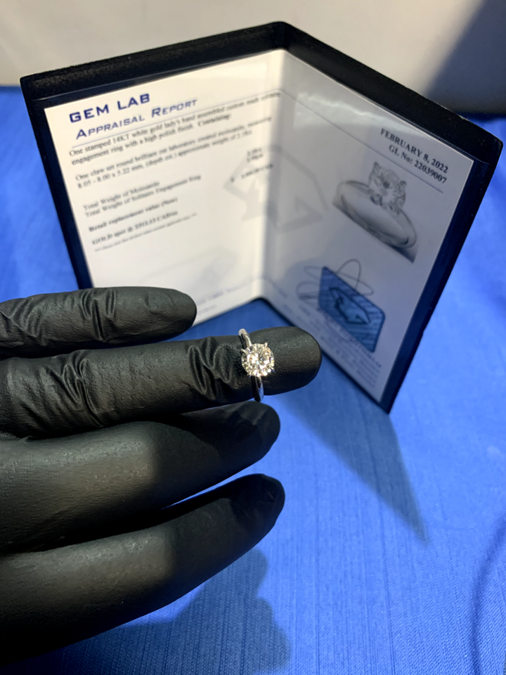 14KT White Gold Lady's Custom Made Solitaire Engagement Ring with Appraisal