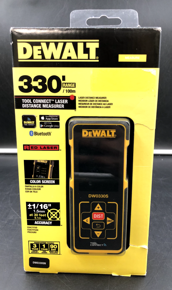 DEWALT 330' Range TOOL CONNECT RED LASER DISTANCE MEASURER DW0330SN *NEW SEALED*