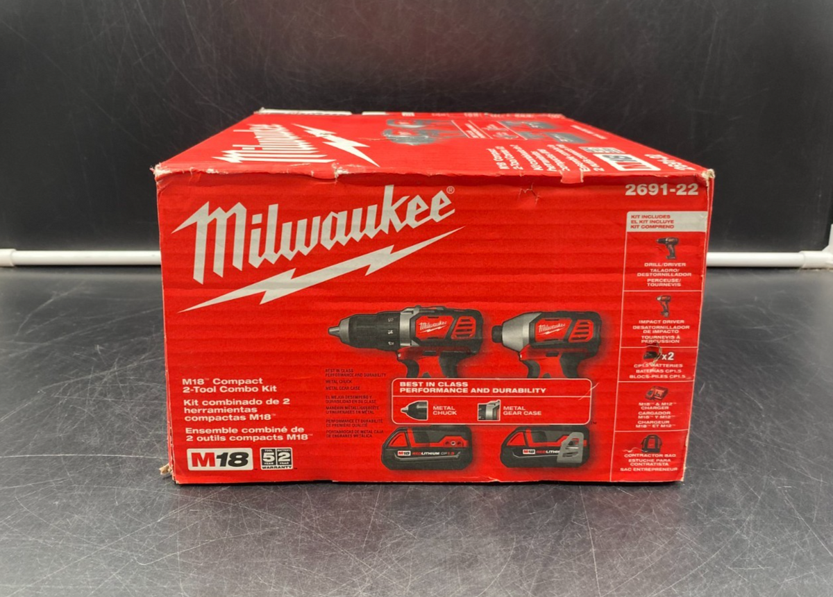 Milwaukee 2691-22 M18 Cordless Lithium-Ion Compact 2-Tool Combo Kit - NEW