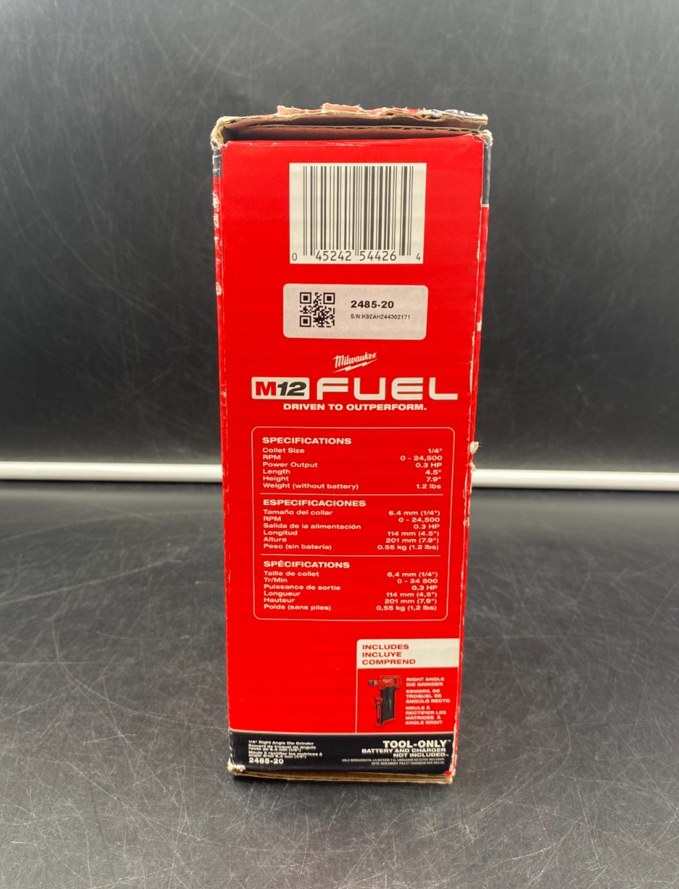 Milwaukee 2485-20 M12 Fuel 1/4" Right Angle Die Grinder (Tool-Only) - NEW