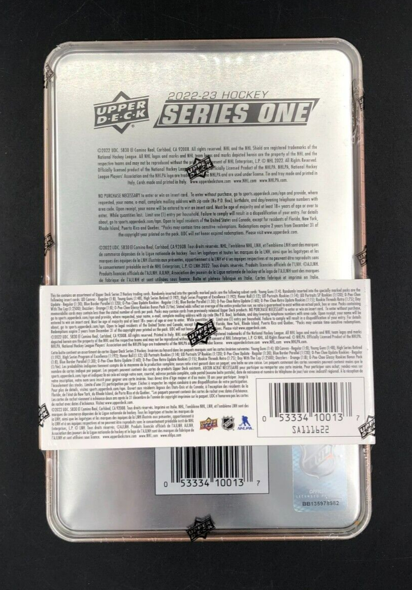 Upper Deck 2022-23 Series 1 NHL Hockey Trading Cards Tin - NEW