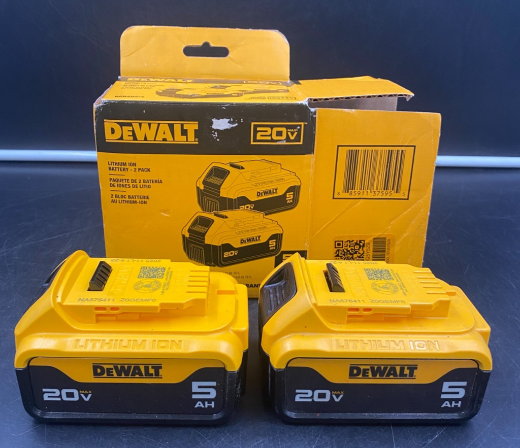 DEWALT 5AH 20V BATTERY - 2 PACK DCB205-2 *USED, SEE PICS*