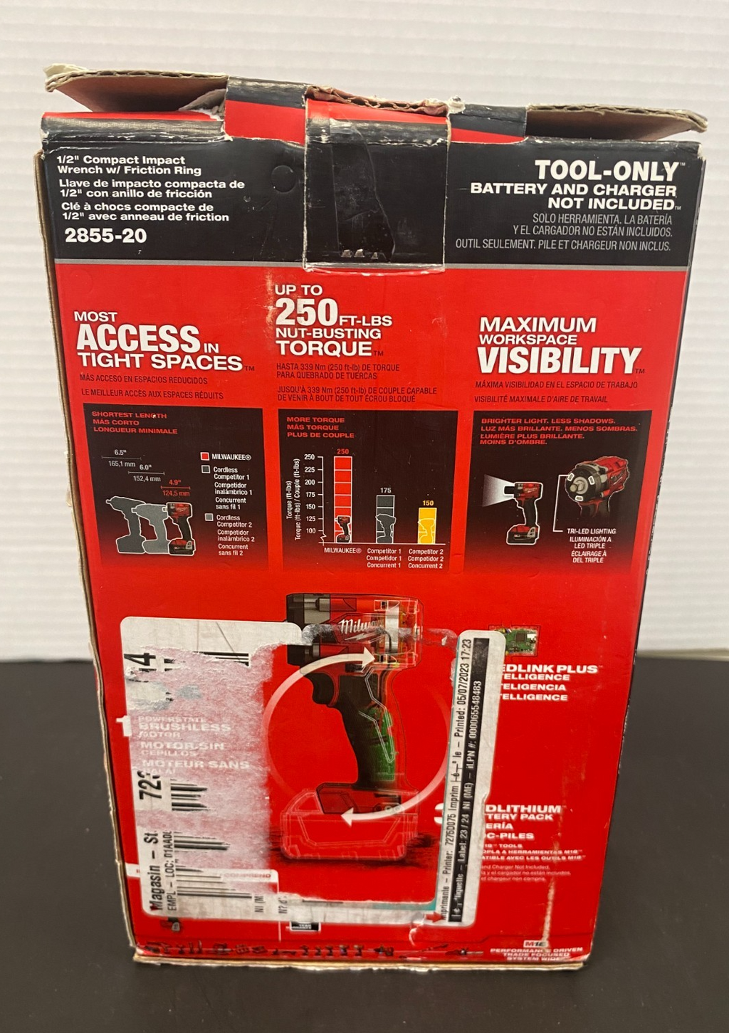 MILWAUKEE M18 FUEL 1/2" Compact IMPACT WRENCH w/Friction Ring 2855-20 *OPEN BOX*