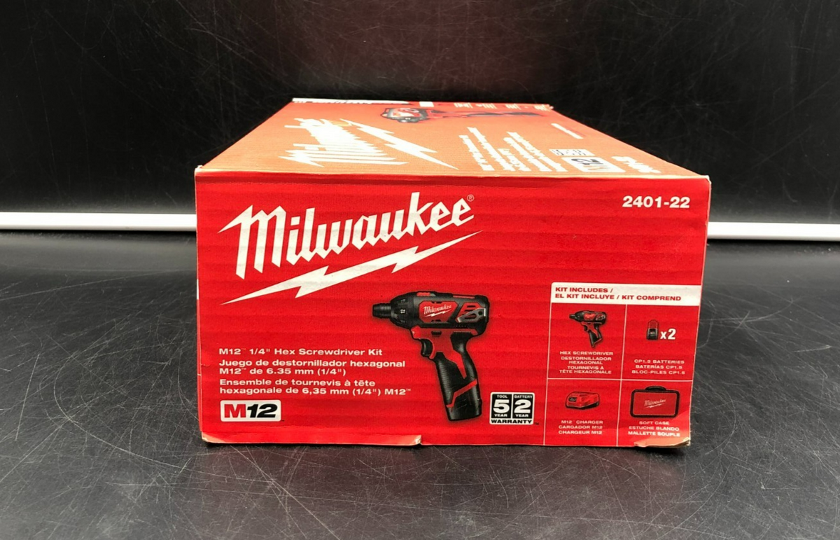 Milwaukee 2401-22 M12 Red Lithium CP 1.5 1/4" Hex Screwdriver Kit - NEW
