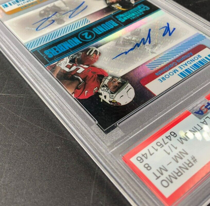 2021 Panini Contenders Round 2 #'s Moore/Freiermuth Dual Auto Platinum 1/1 PSA 8