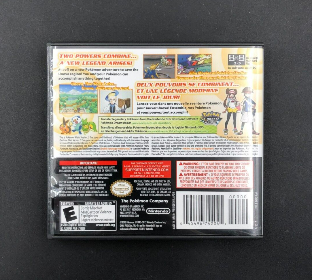 Pokemon: White Version 2 (Nintendo DS) in Case w/ Inserts