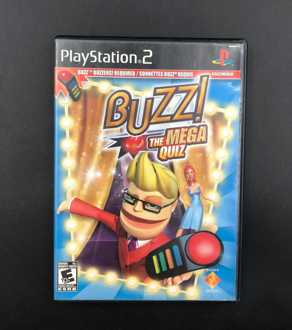 Buzz! The Mega Quiz (PlayStation 2, PS2) w/ EN/FR Manuals
