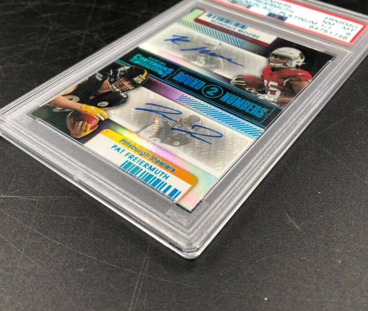 2021 Panini Contenders Round 2 #'s Moore/Freiermuth Dual Auto Platinum 1/1 PSA 8