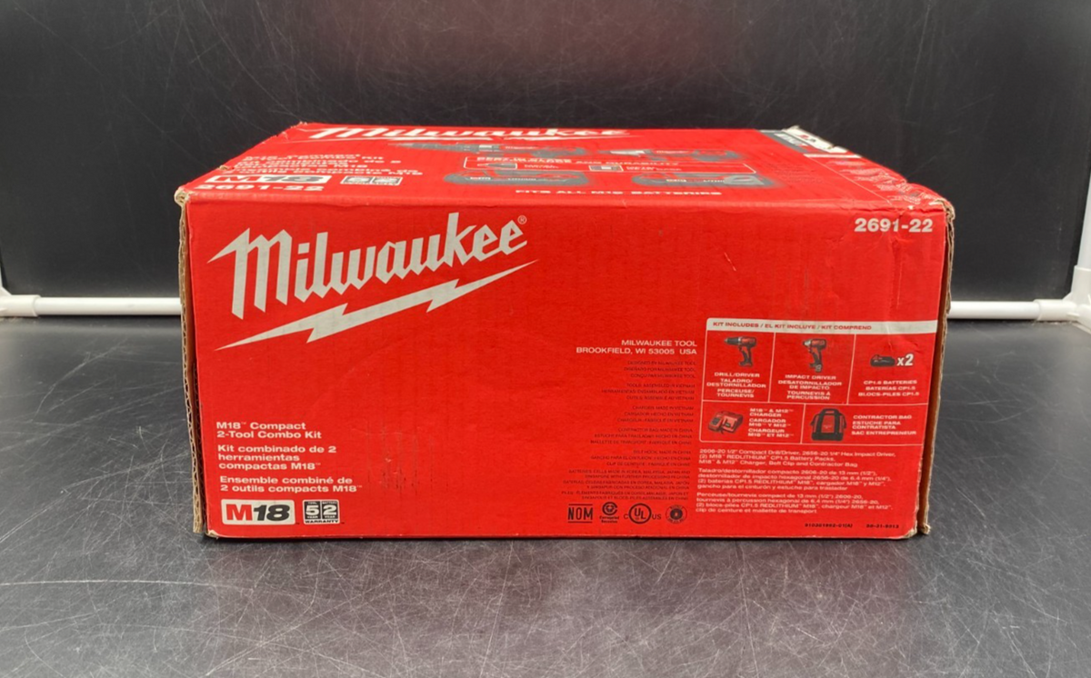Milwaukee 2691-22 M18 Cordless Lithium-Ion Compact 2-Tool Combo Kit - NEW