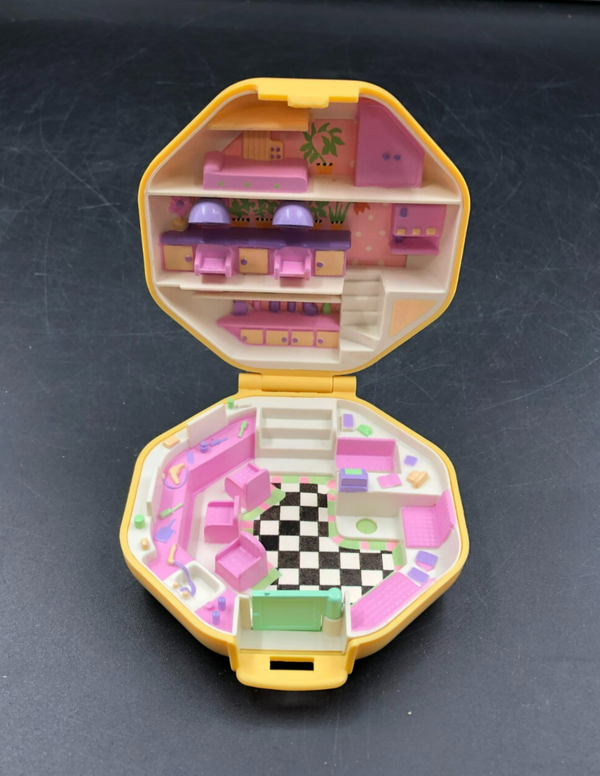 1990 Polly Pocket Yellow Octagon Hair Salon Playset - Bluebird - No Figures