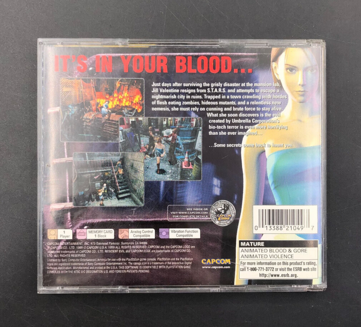 Resident Evil 3: Nemesis (Playstation 1, PS1) w/ Case + Manual