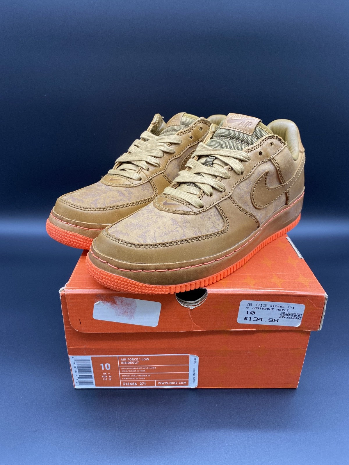 Nike Air Force 1 Insideout Low Brown 312486-271  Size 10M BRAND NEW