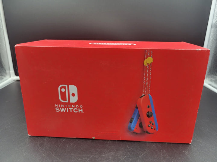 NINTENDO SWITCH MARIO ED. Blue and Red Console *Open Box, New - See Pics* ~~