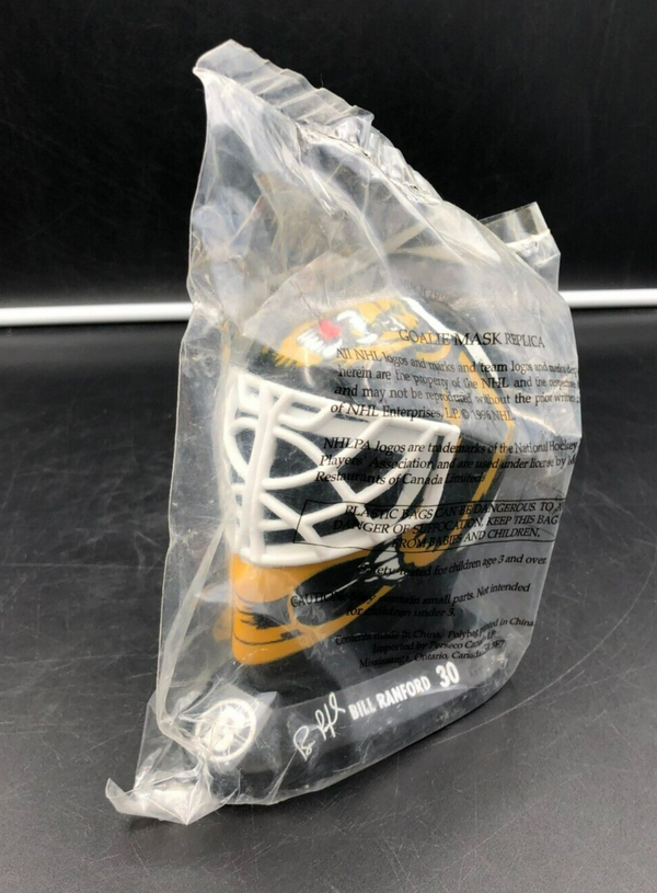1996 McDonalds NHL Bruins Bill Ranford Autographed Goalie Mask - NEW