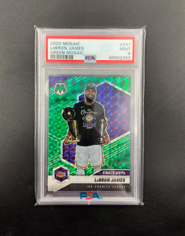 2020 Panini Mosaic Green Prizm LeBron James No. 297 PSA 9 MINT