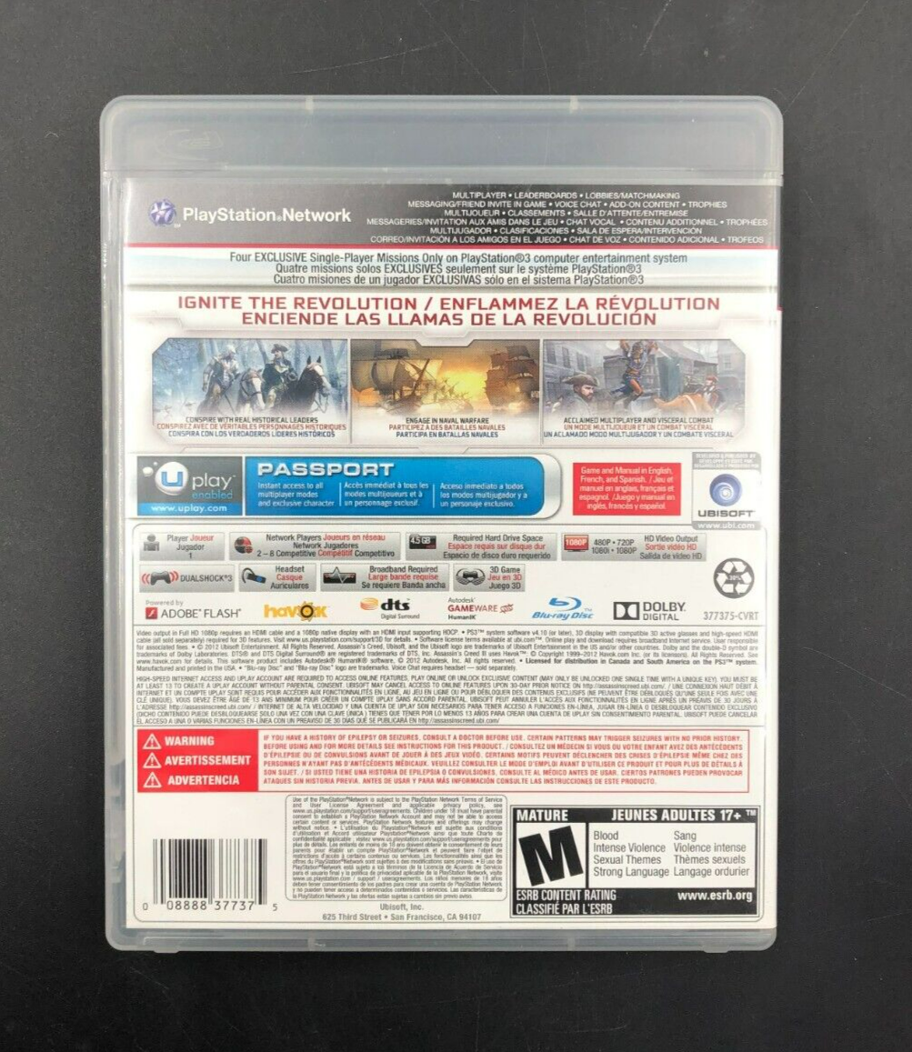 Assassin's Creed III - Signature Edition (PlayStation 3, PS3) w/ Manual + Insert