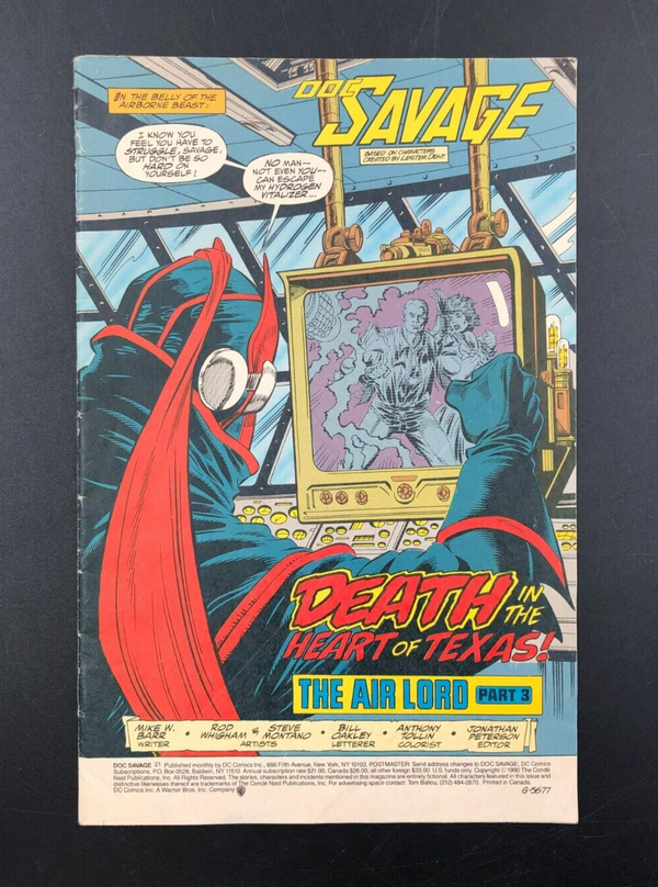 Doc Savage: The Air Lord Part 3 Issue #21 1990 (DC) Comic Book *Missing Cover*
