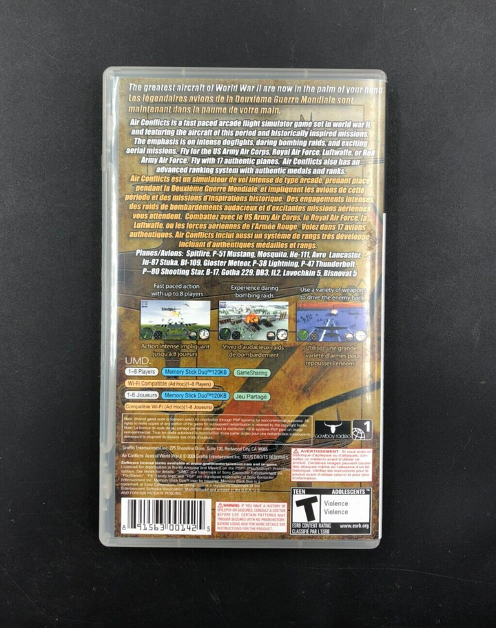 Air Conflicts: Aces of World War II (Sony PlayStation Portable, PSP) w/ Manual