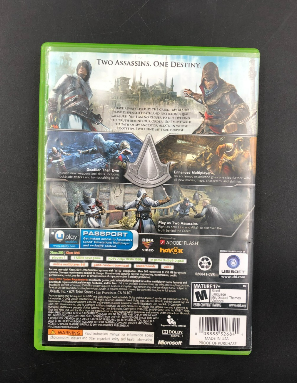 Assassin's Creed: Revelations (Microsoft XBOX 360) - No Manual
