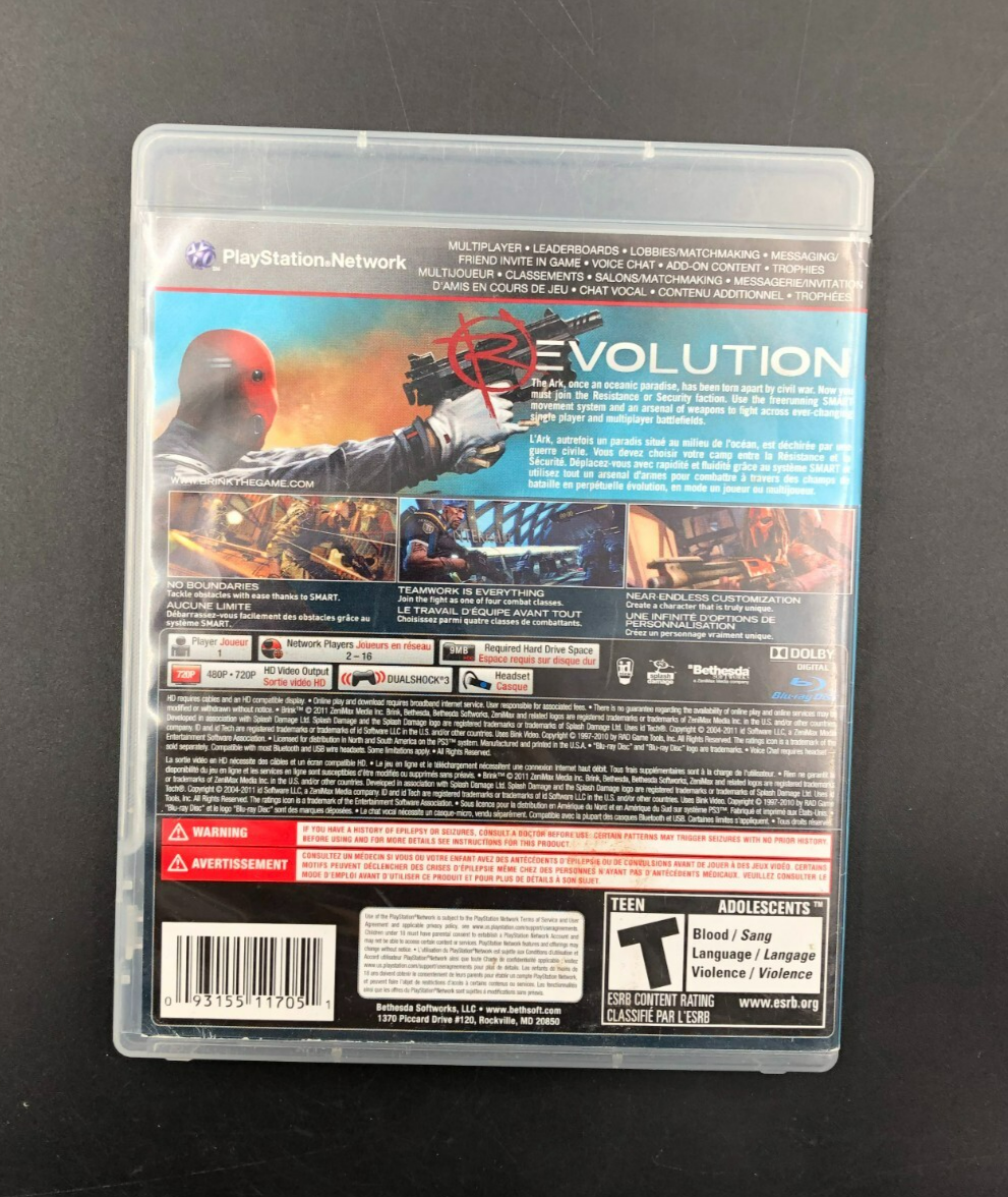 Brink (PlayStation 3, PS3) w/ Manual